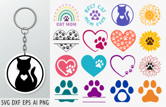 Cat Mom Keychain Svg: Graphics for Crafts & Content