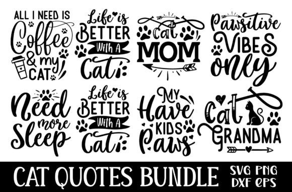 Cat Quotes Svg Bundle: Graphics & Crafts