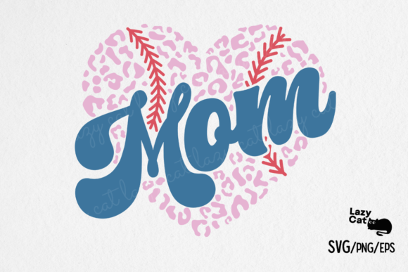 Retro Baseball Heart Mom SVG Design