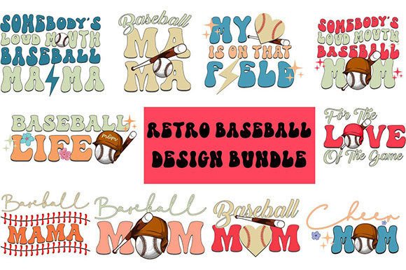 Retro Baseball Mom SVG Design Bundle