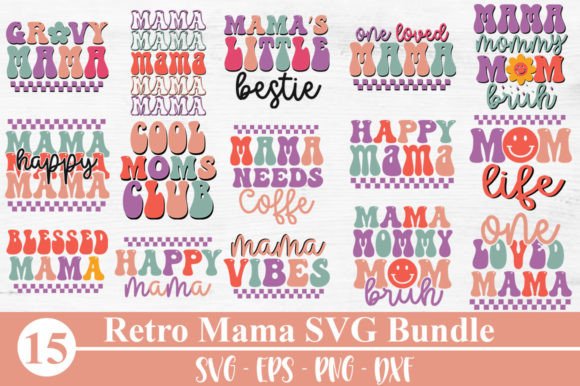 Retro Mama SVG Bundle for Graphics and Crafts